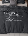 Dekbedovertrek Live, Laugh and love - Antraciet