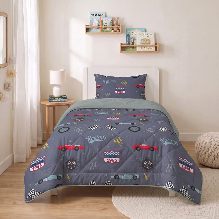 Lazy Kids Dekbed Race auto Blauw 140 x 200