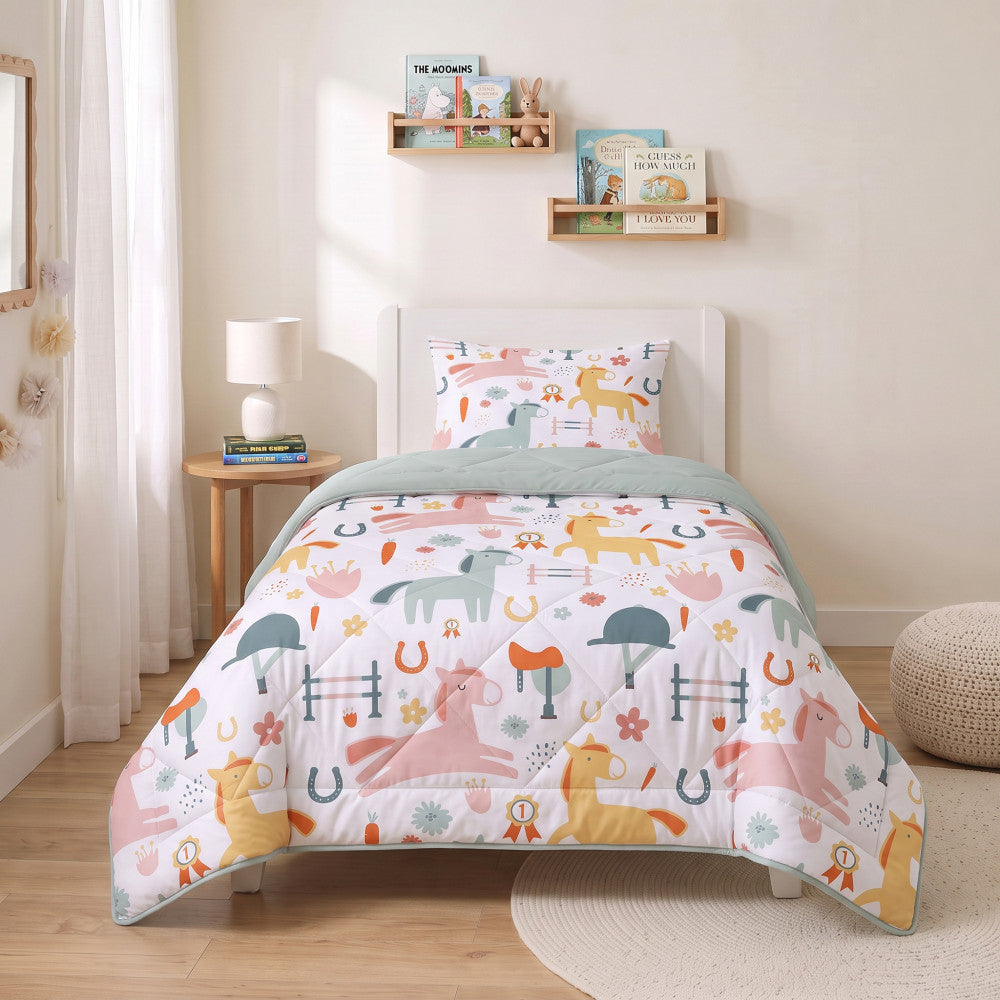 Lazy Kids Dekbed Paardjes Wit 140 x 200