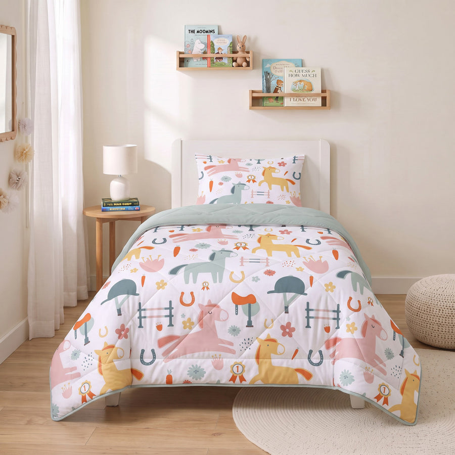Lazy Kids Dekbed Paardjes Wit 140 x 200