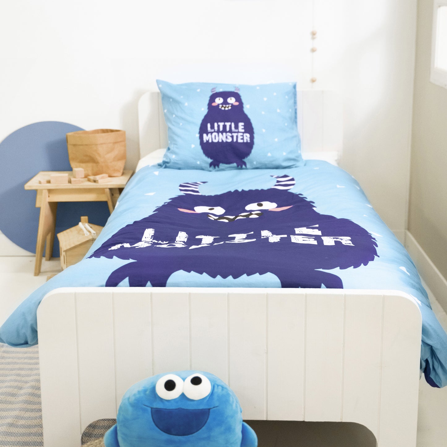 Debedovertrek Little Monster Blauw