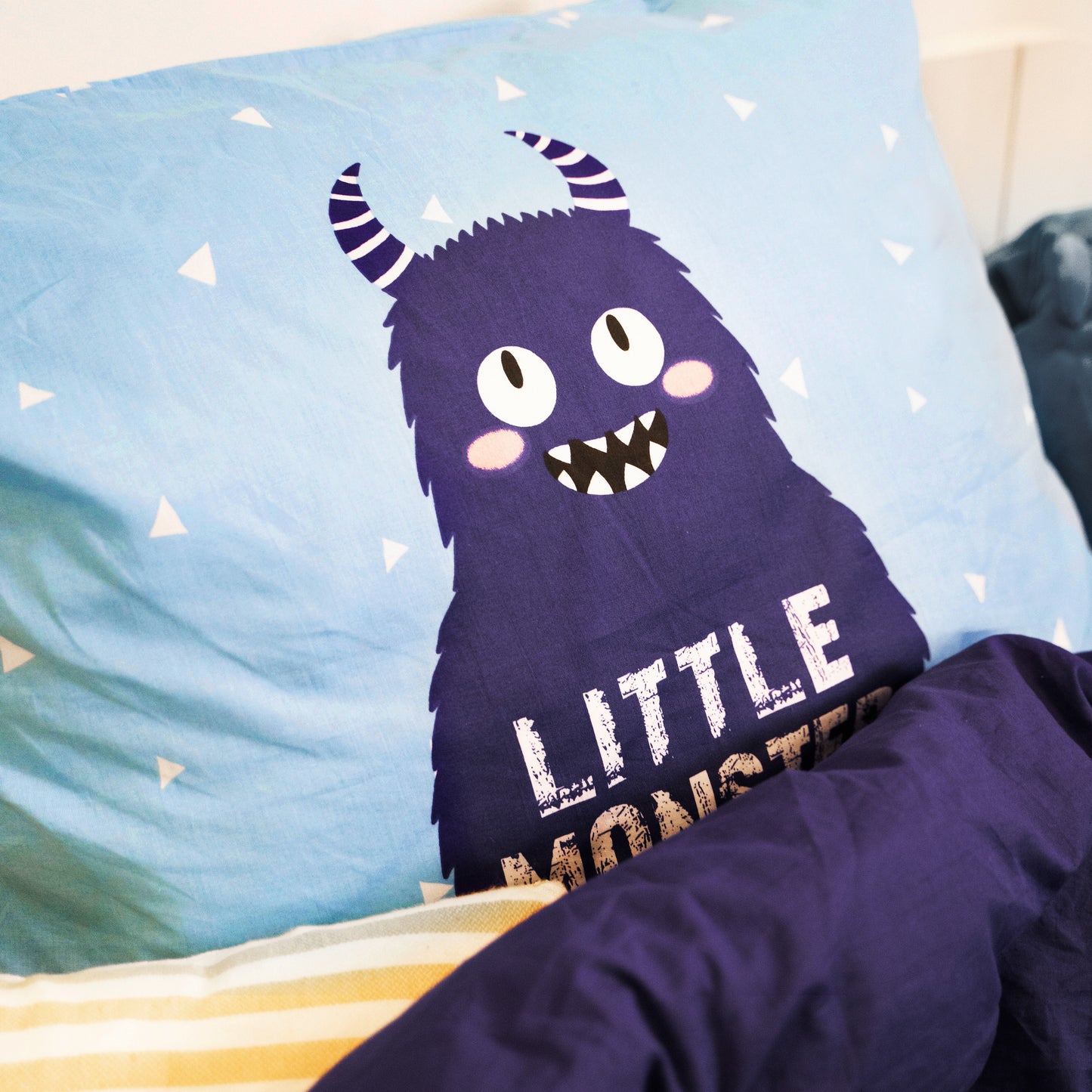 Debedovertrek Little Monster Blauw