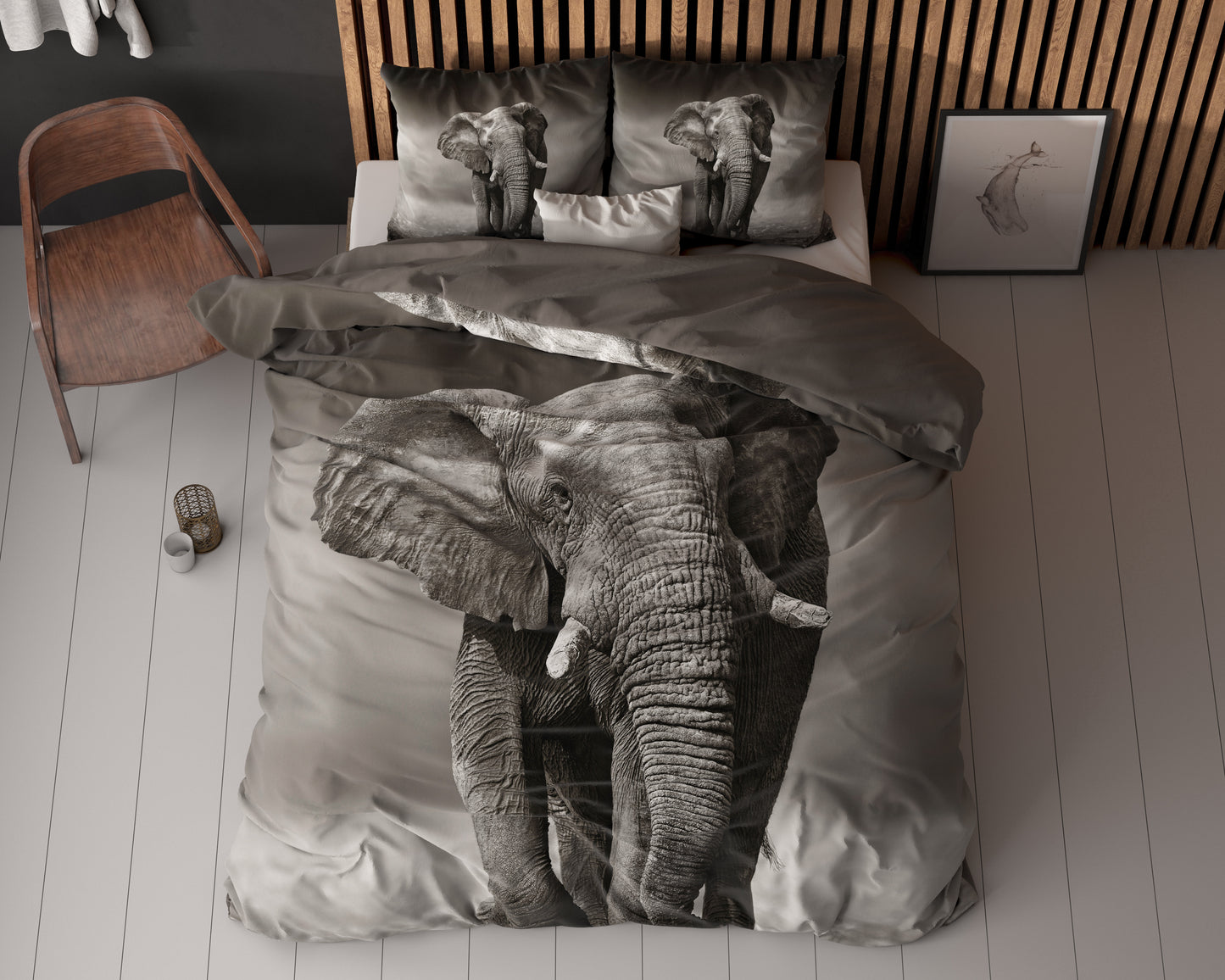 Dekbedovertrek Elegant Elephant Antraciet