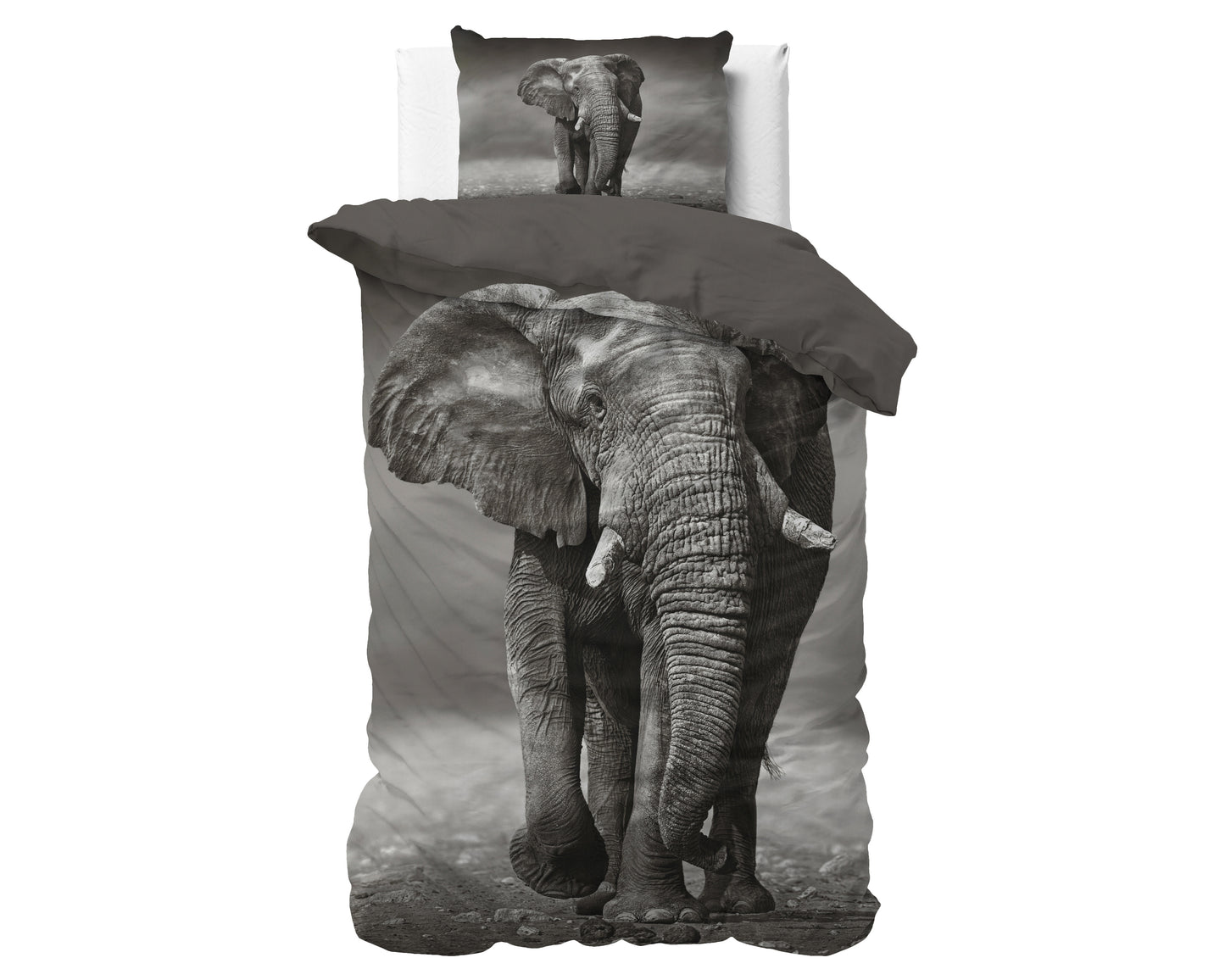 Dekbedovertrek Elegant Elephant Antraciet