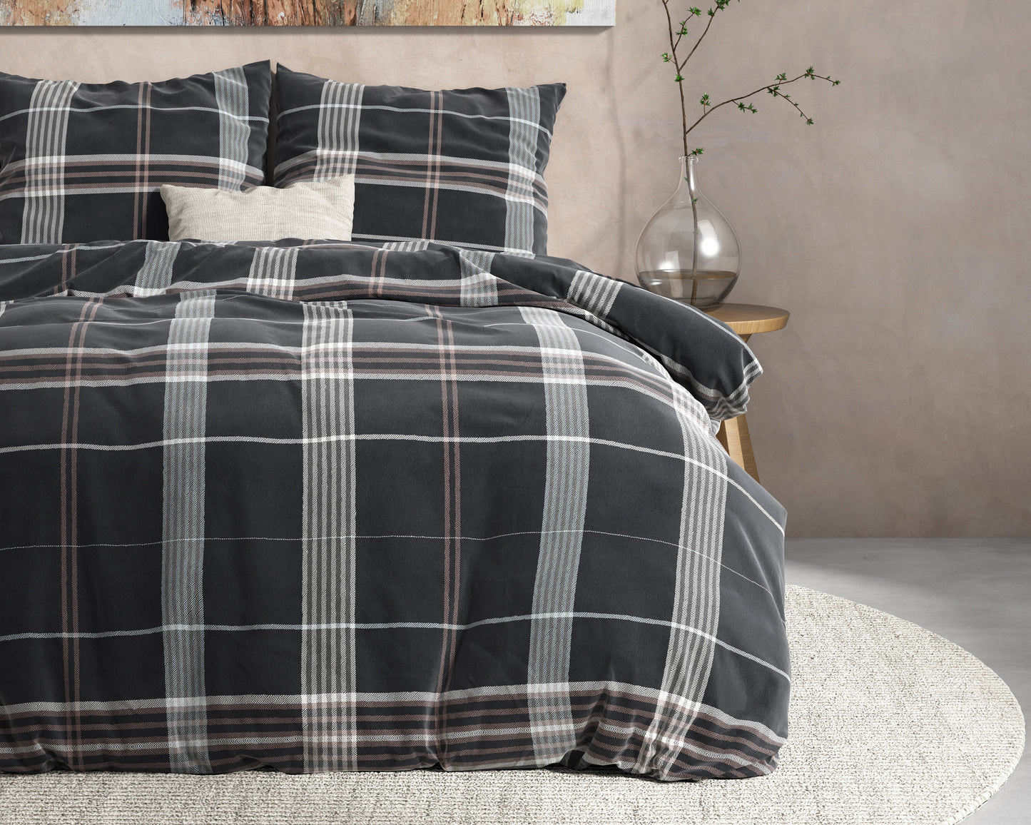 Dekbedovertrek Flanel Bruce Antraciet