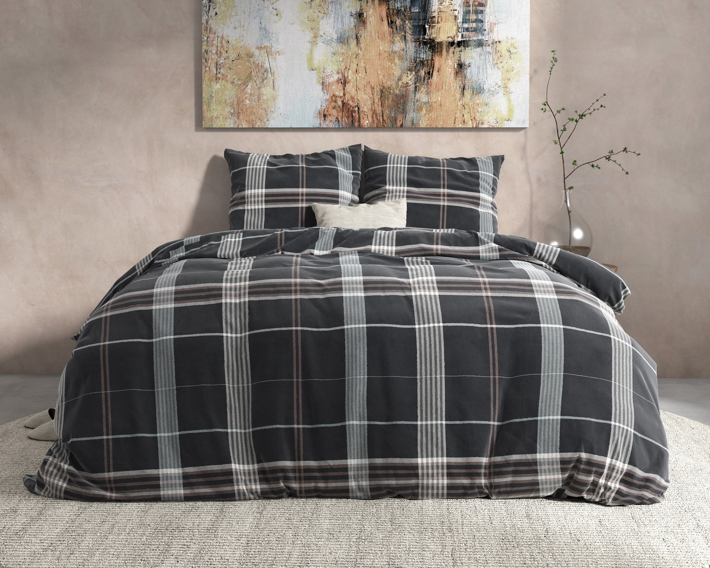 Dekbedovertrek Flanel Bruce Antraciet