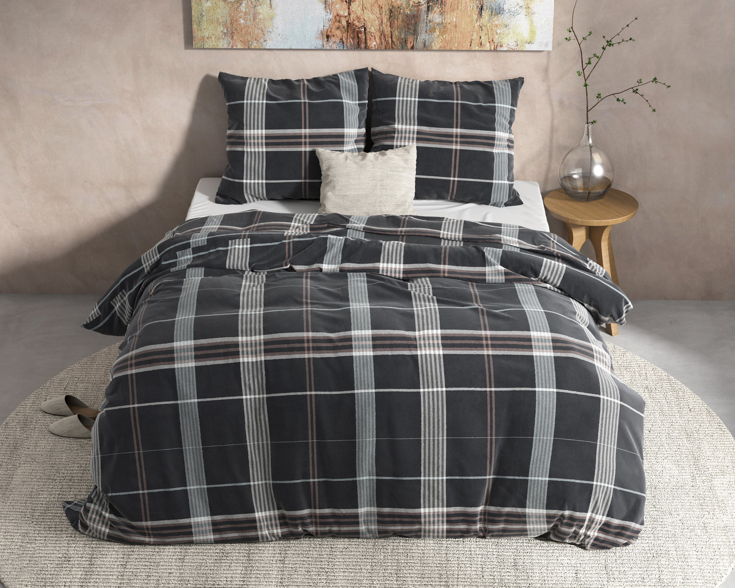 Dekbedovertrek Flanel Bruce Antraciet