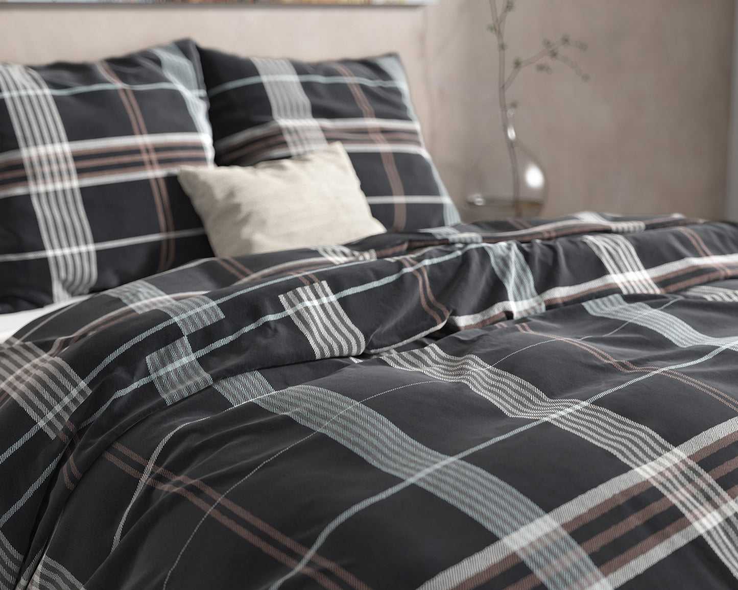 Dekbedovertrek Flanel Bruce Antraciet