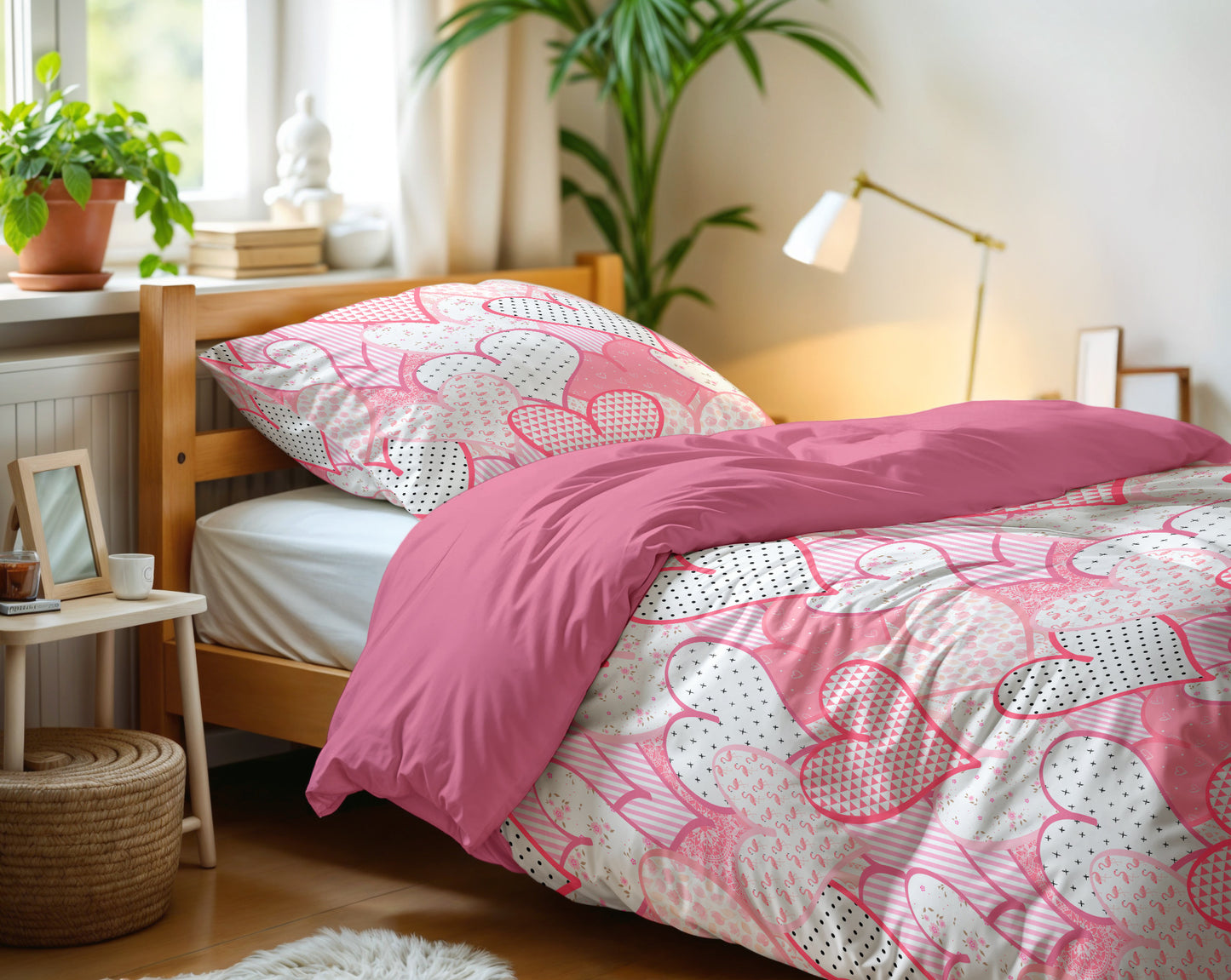 Dekbedovertrek Hearts love Roze