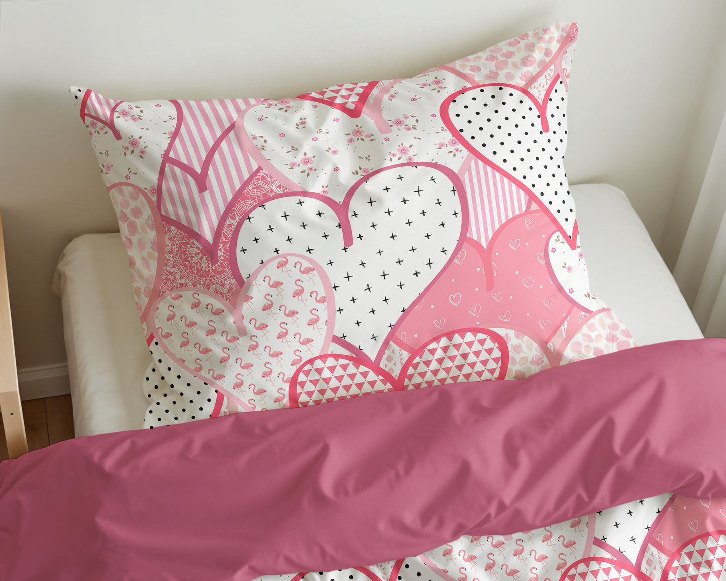 Dekbedovertrek Hearts love Roze