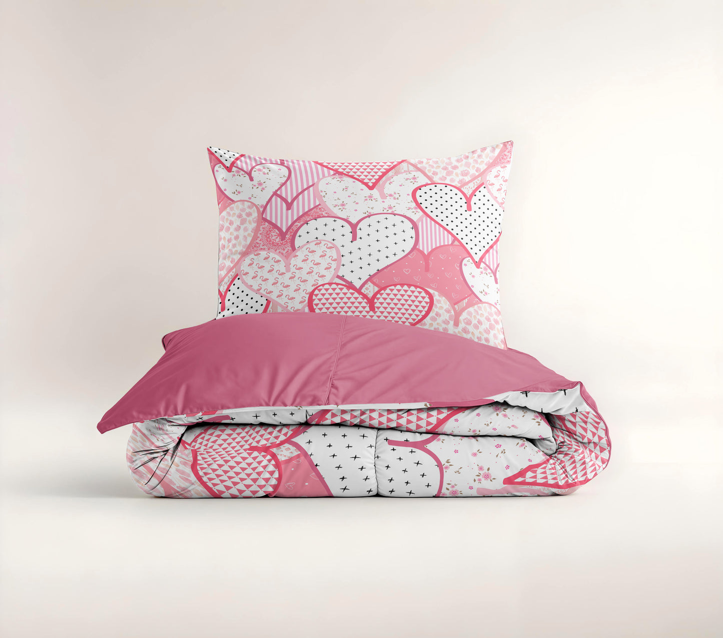 Dekbedovertrek Hearts love Roze