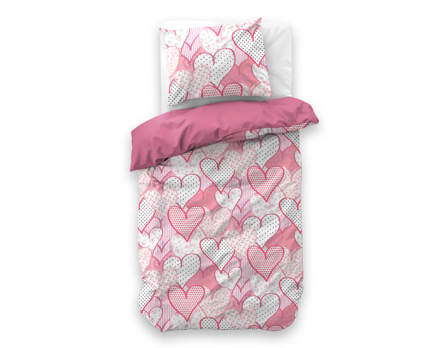 Dekbedovertrek Hearts love Roze