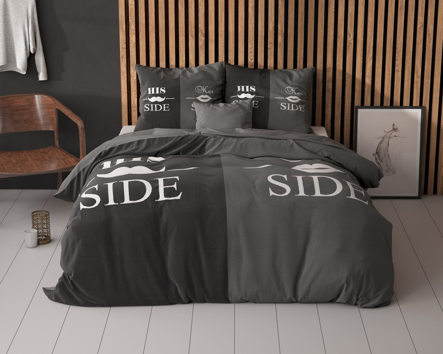 Dekbedovertrek His and Her side 3 Zwart