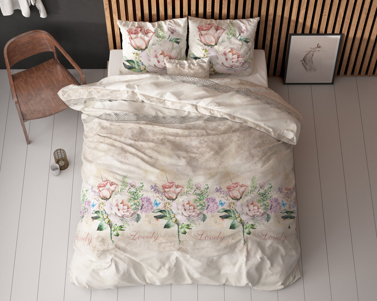 Dekbedovertrek Lovely Flower Beige