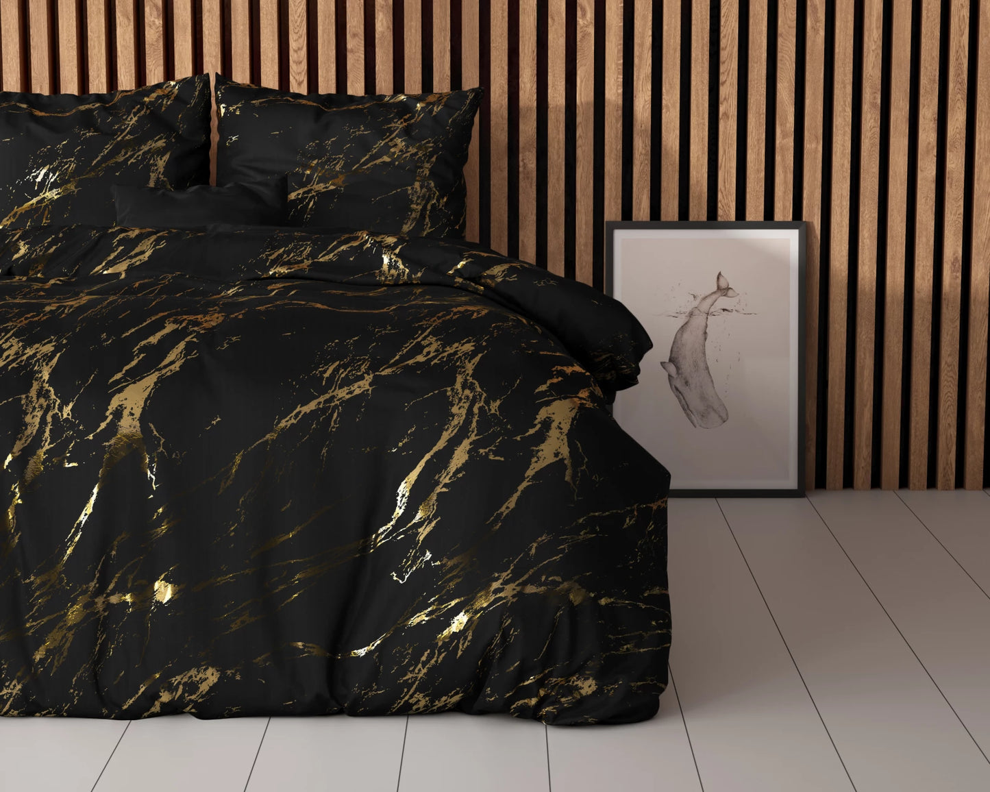 Dekbedovertrek Marble Zwart
