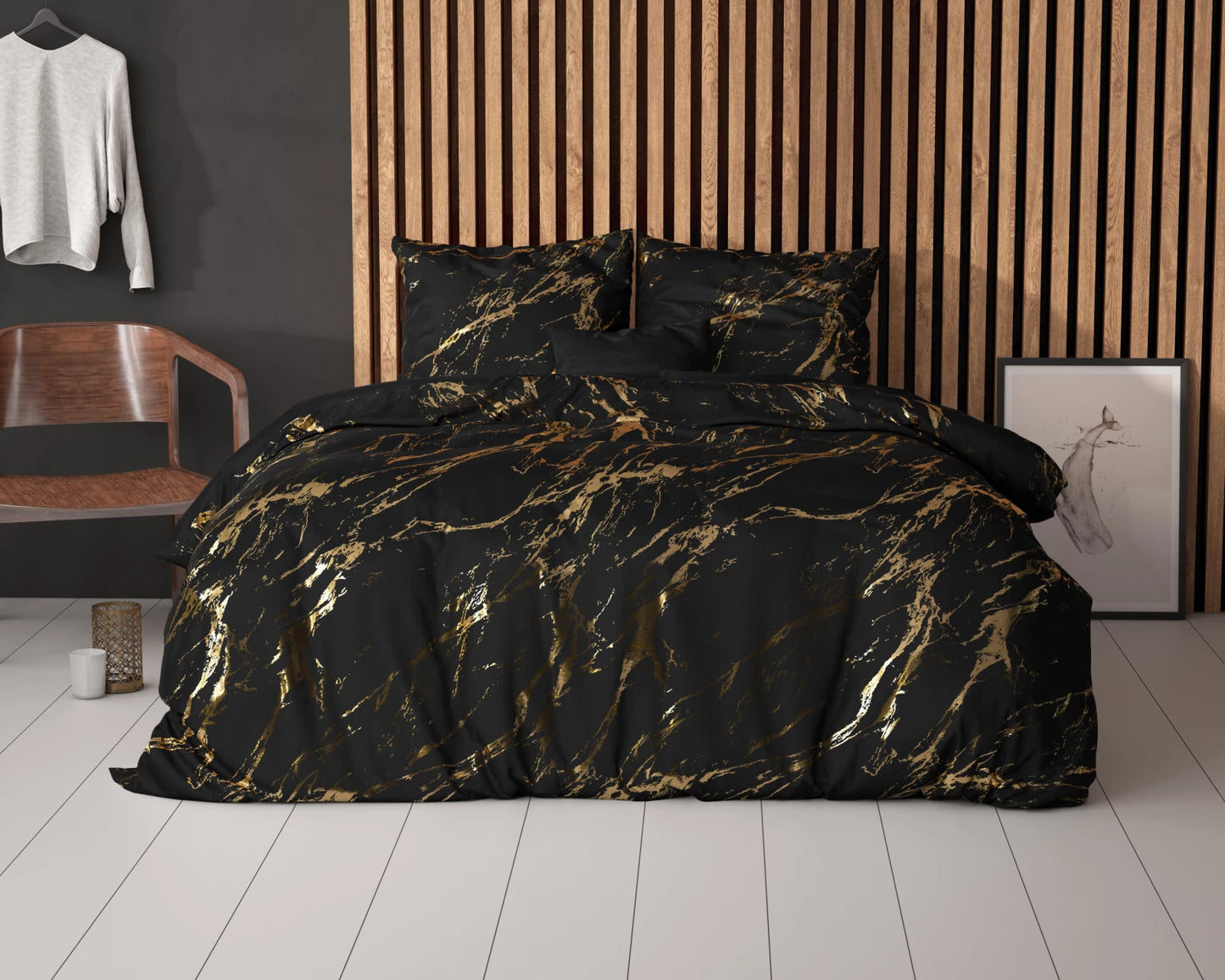 Dekbedovertrek Marble Zwart