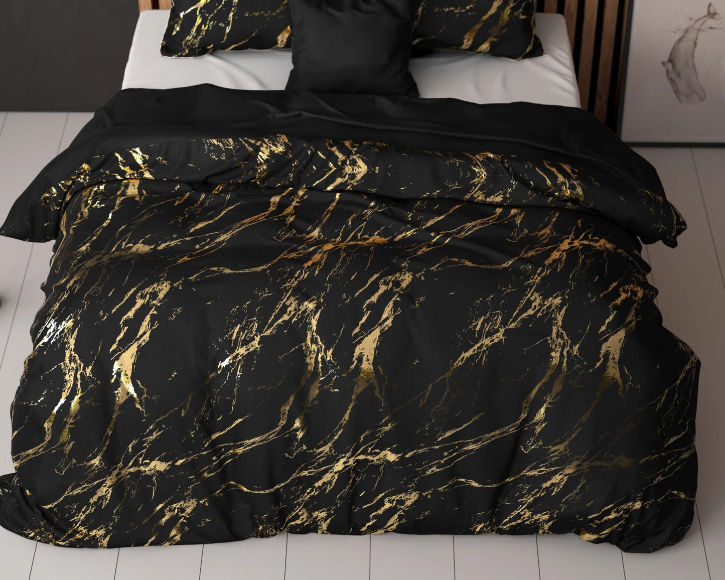 Dekbedovertrek Marble Zwart