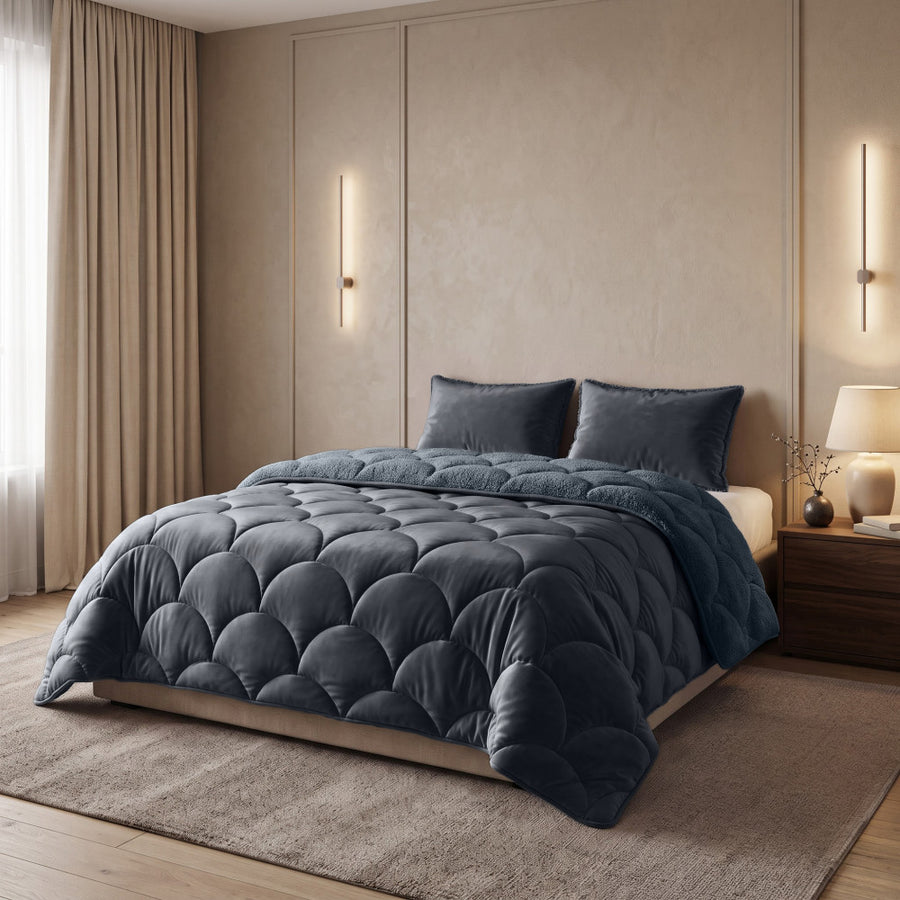 Lazy dekbed Teddy/Velvet Antraciet