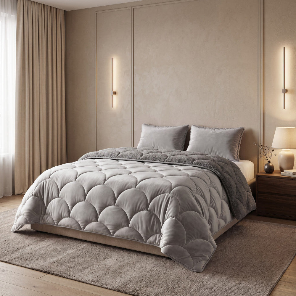 Lazy dekbed Teddy/Velvet Taupe/Grijs