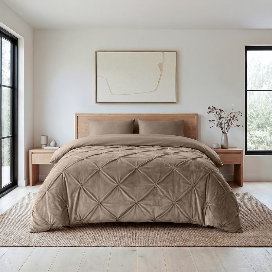 Lazy dekbed Velvet Pintuck Taupe