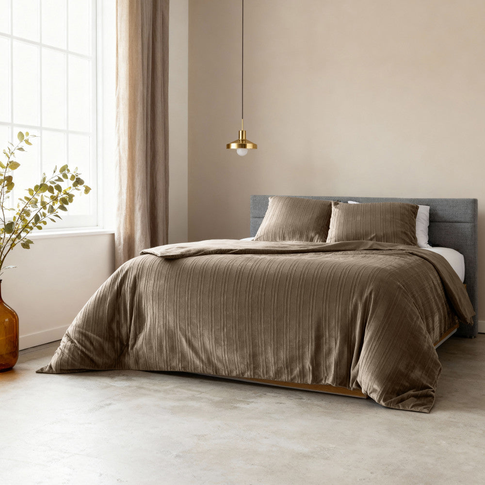 Velvet Lining Taupe dekbedovertrek