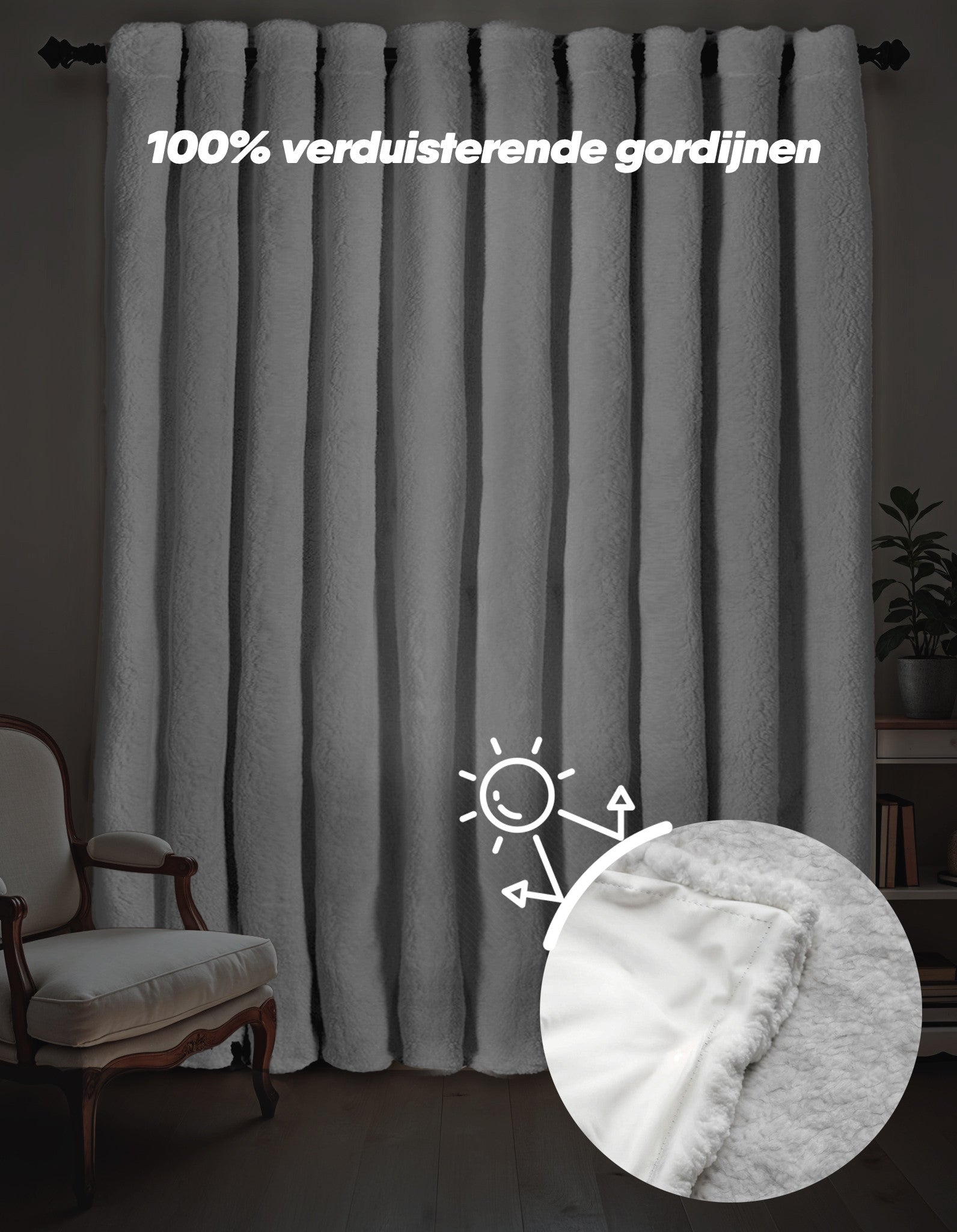 Teddy Gordijnen Black Out Haken