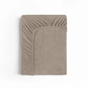Velvet hoeslaken Taupe/Grijs