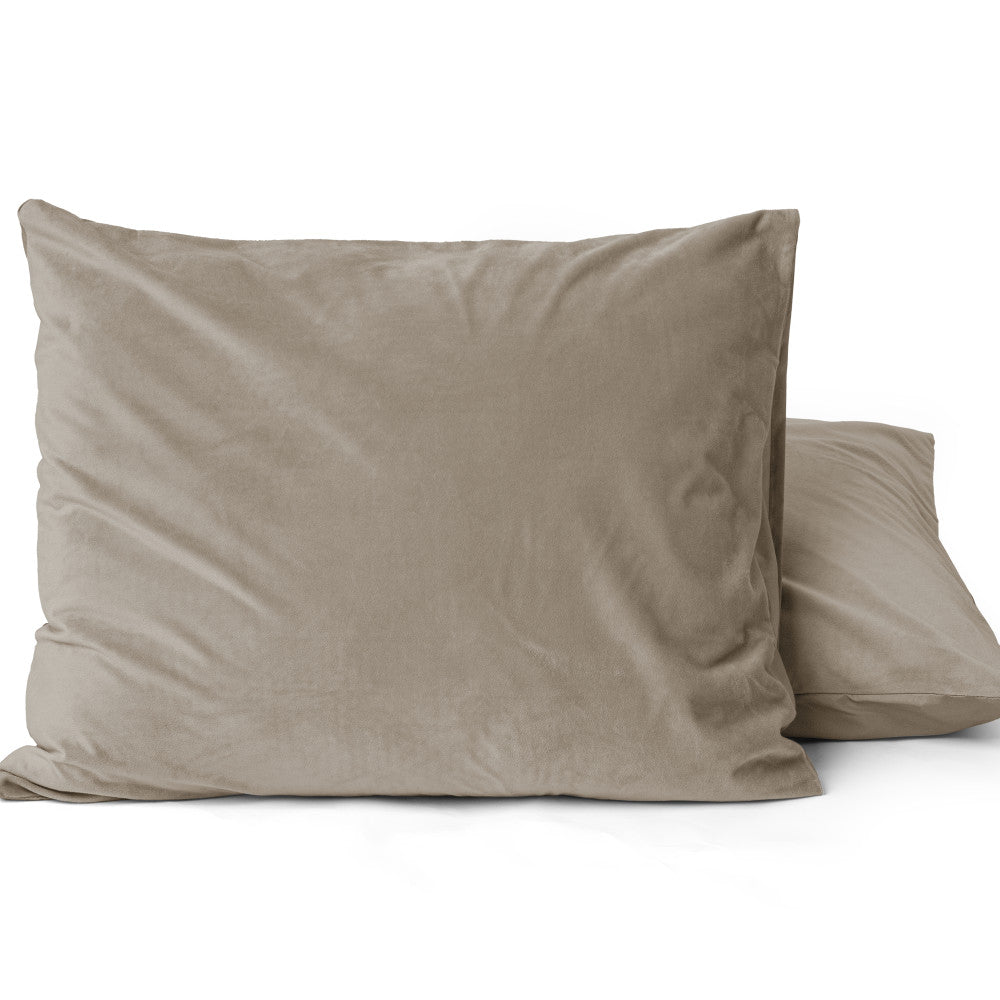 Velvet 2 in 1 kussenslopen Taupe/Grijs 60 x 70