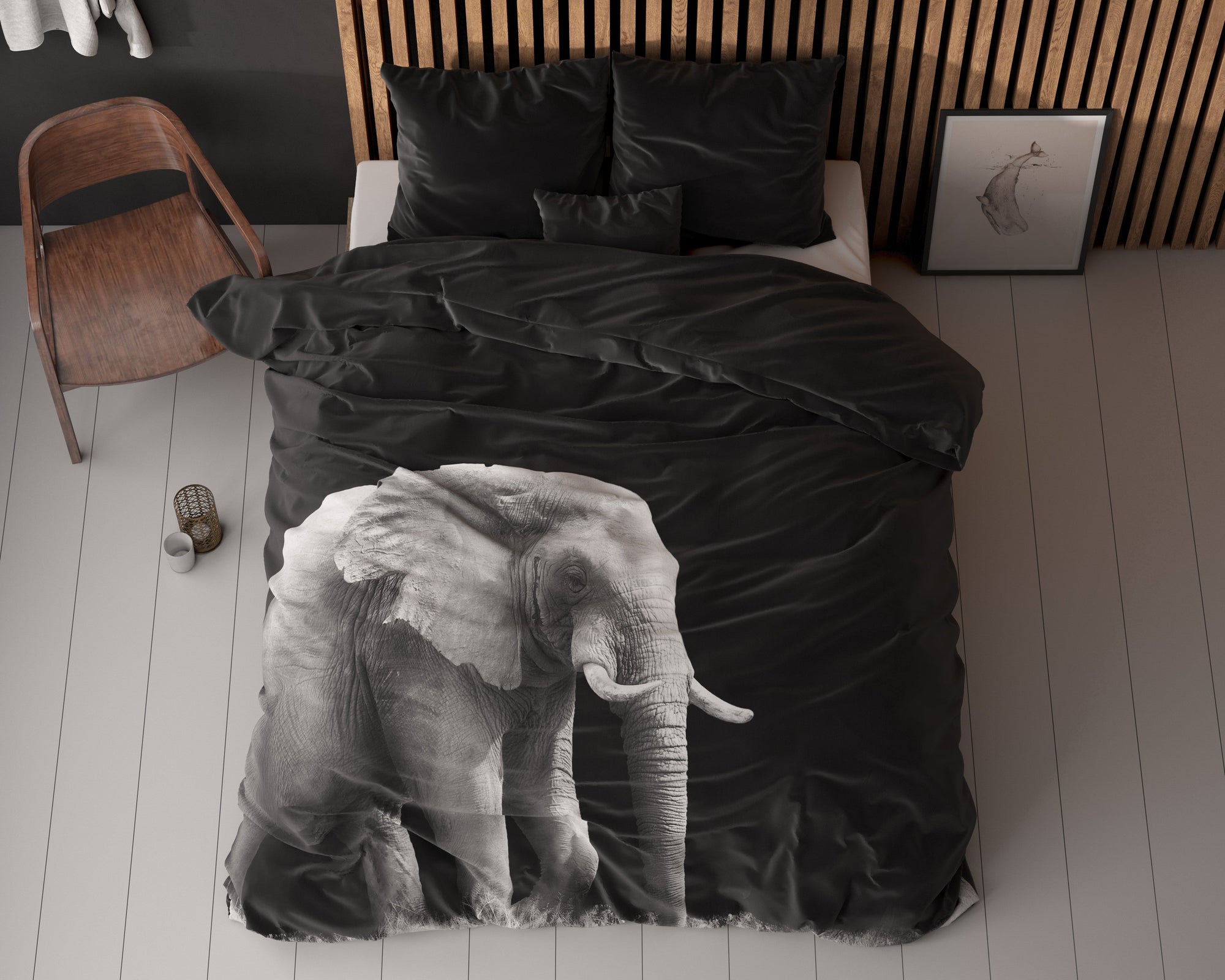 Dekbedovertrek Elephant - zwart