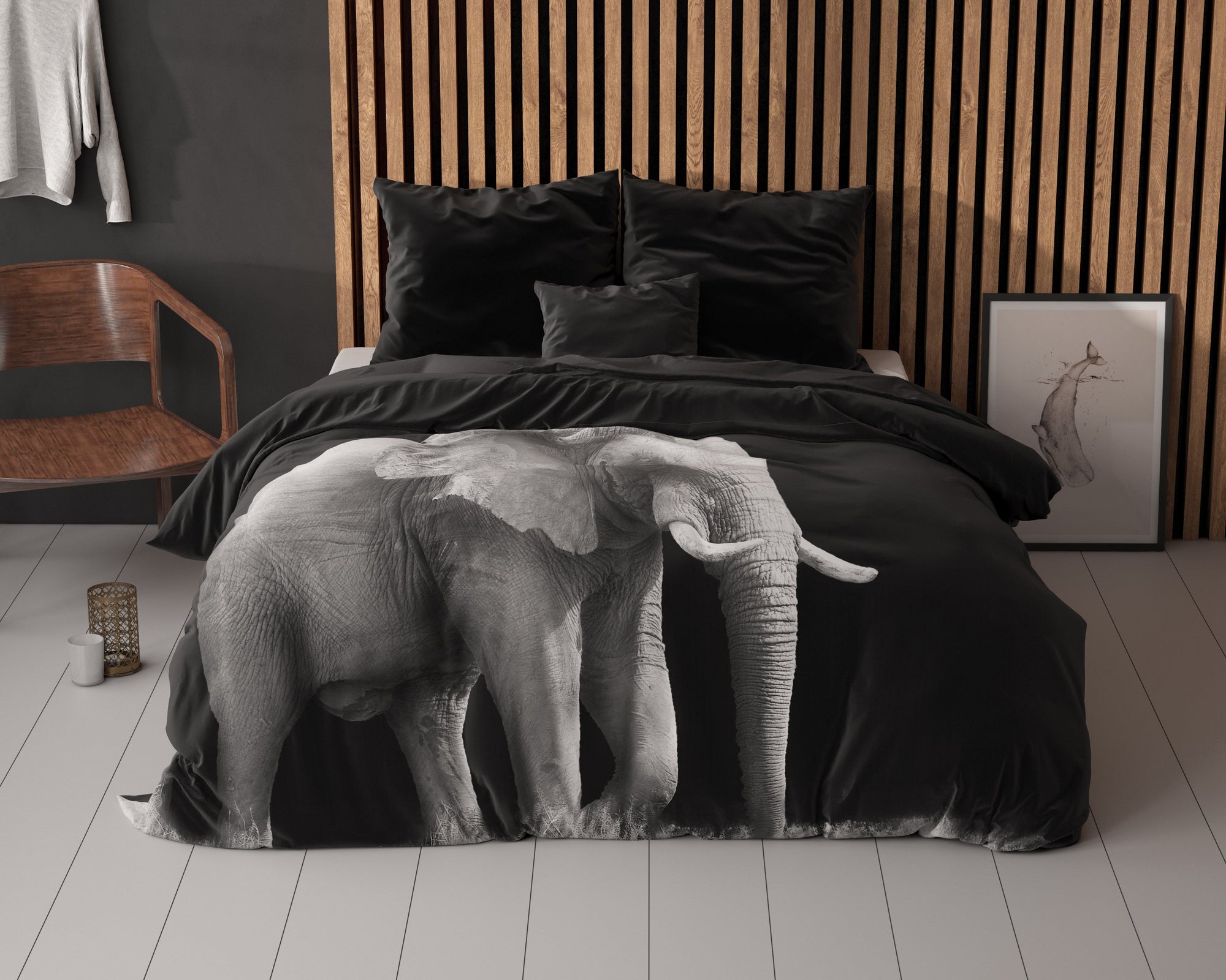 Dekbedovertrek Elephant - zwart