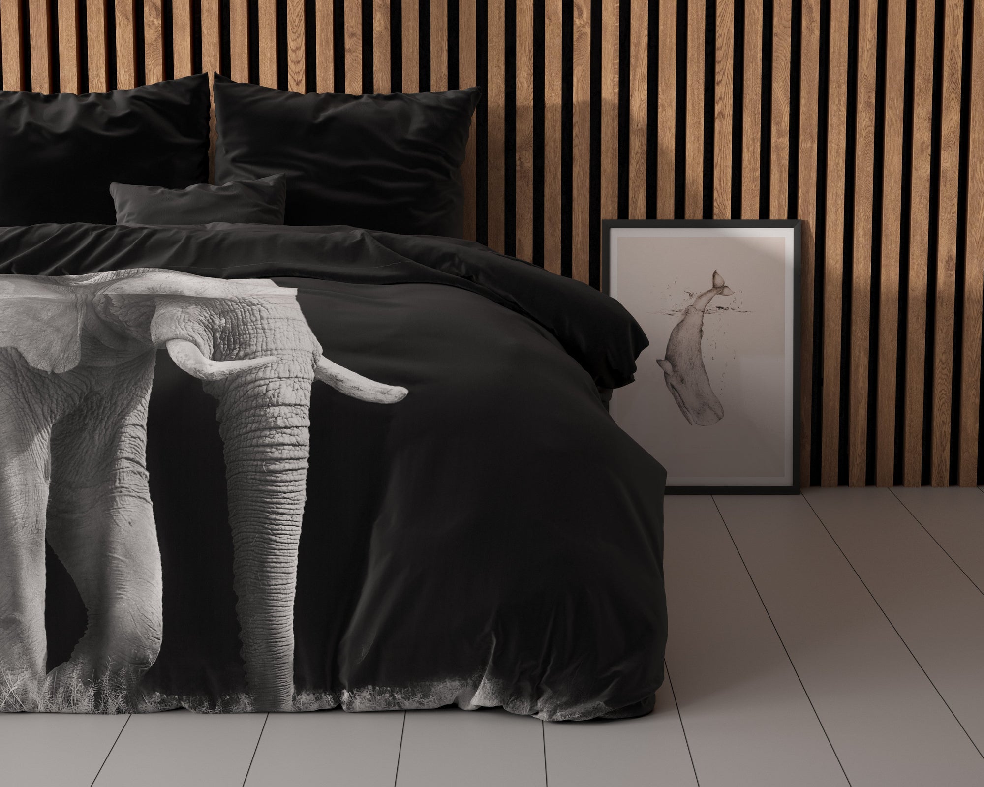 Dekbedovertrek Elephant - zwart