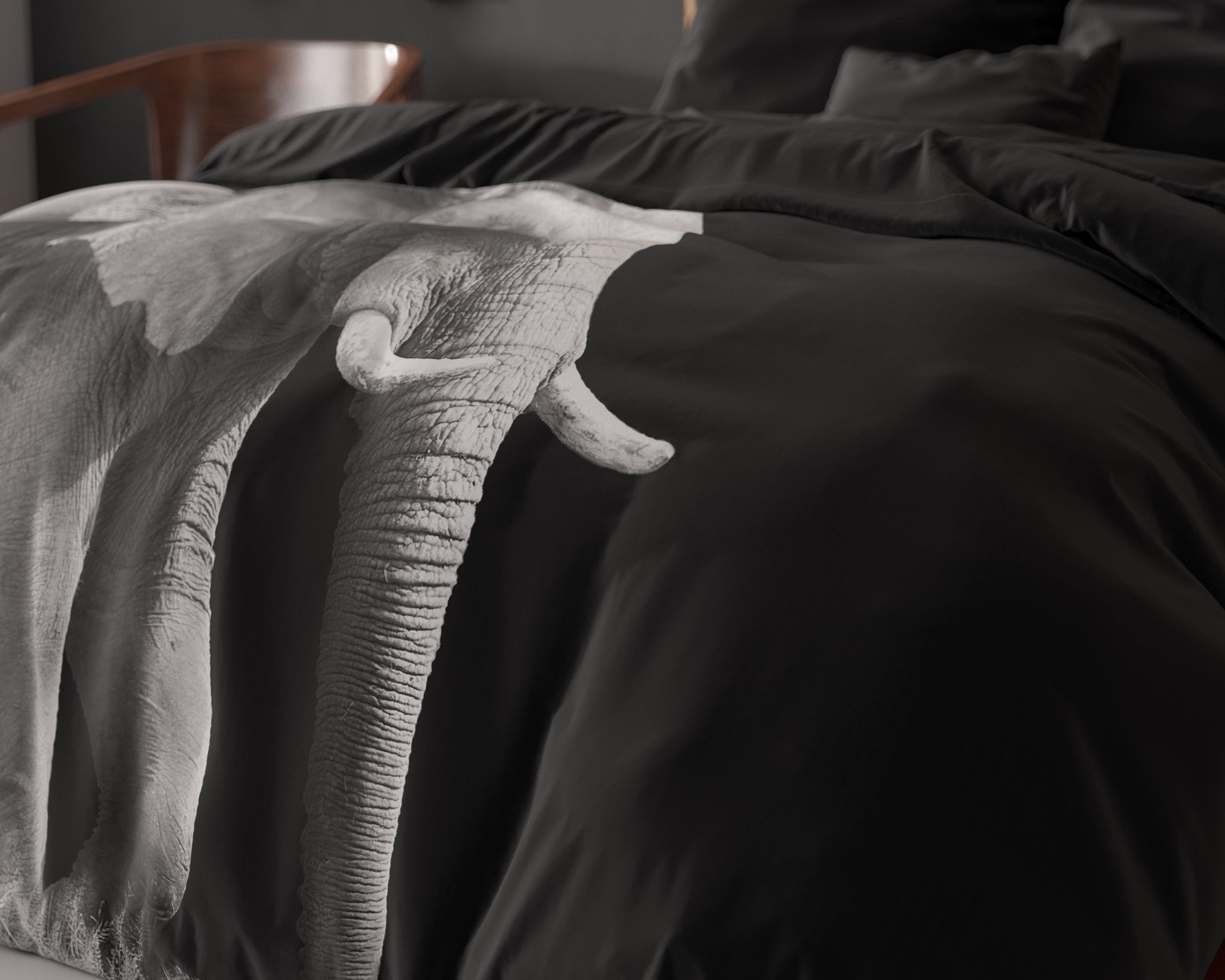 Dekbedovertrek Elephant - zwart