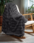 Pom Rabbit Fur plaid