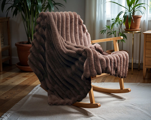 Rib Rabbit Fur Plaid