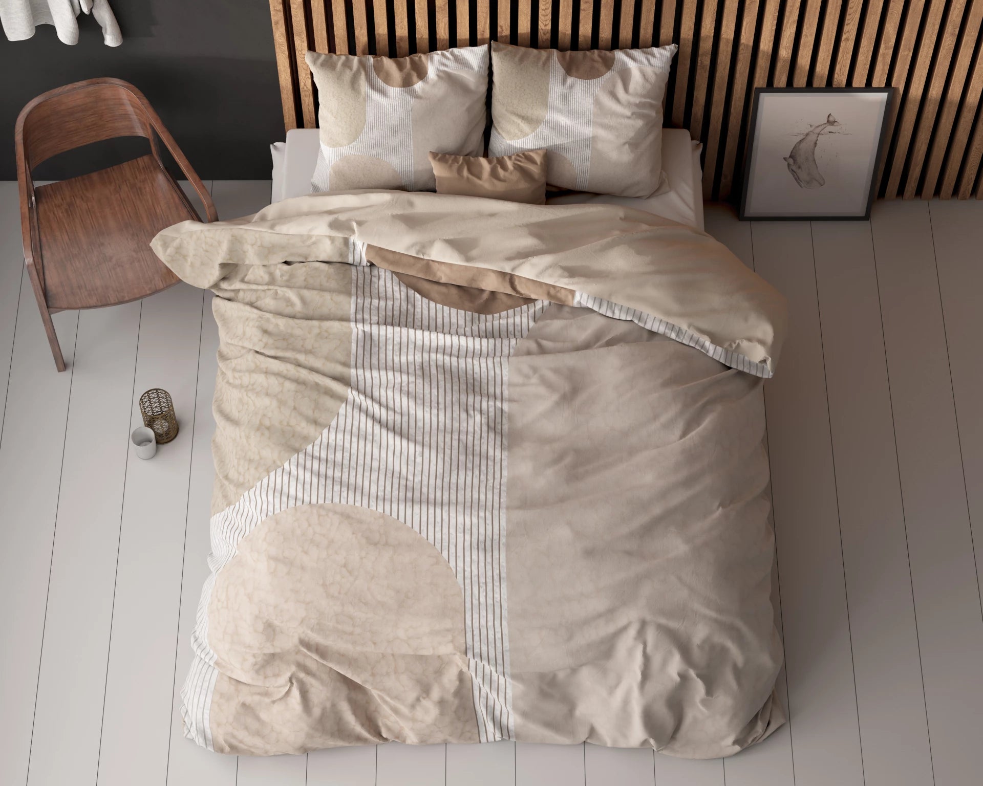 Dekbedovertrek Teddy print - Creme