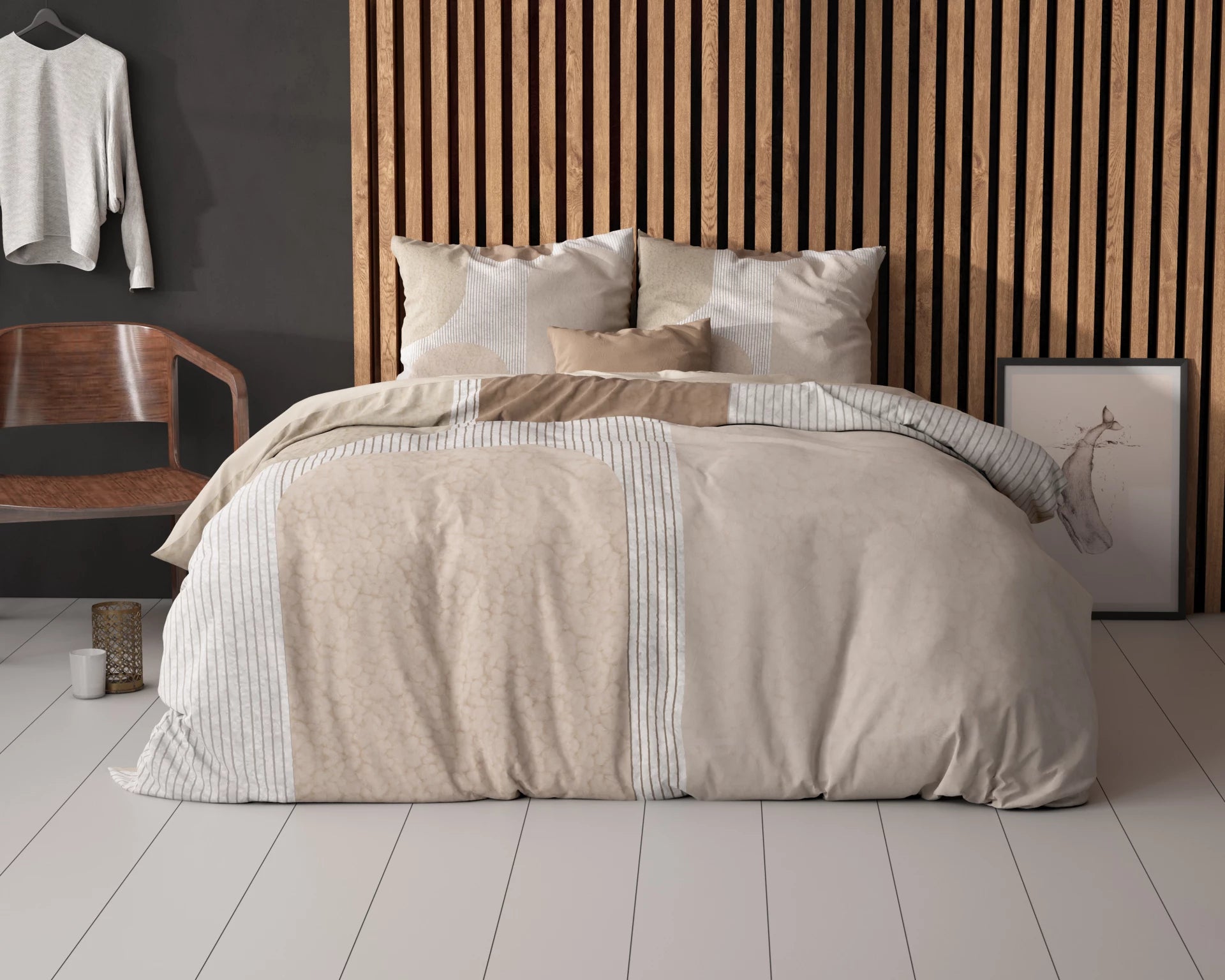 Dekbedovertrek Teddy print - Creme