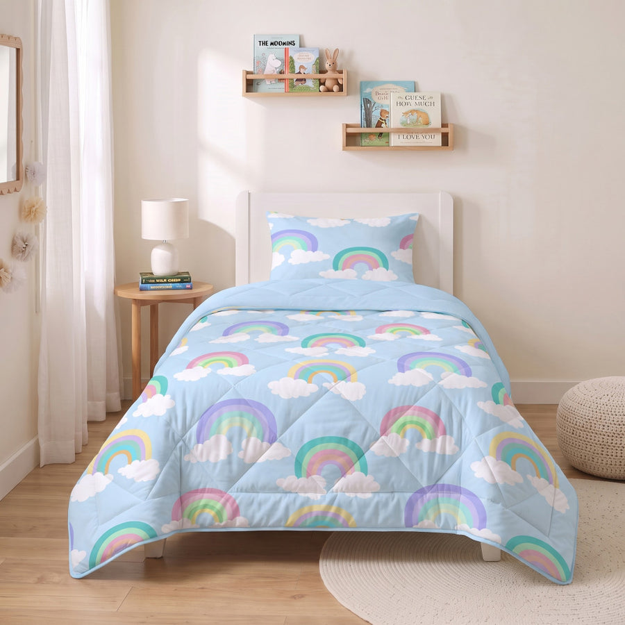 Lazy Kids Dekbed Regenboog Blauw 140 x 200