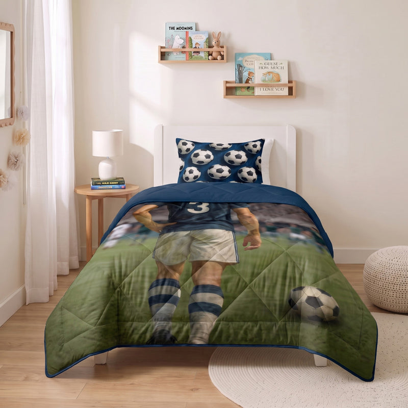Lazy Kids Dekbed Voetbal ster Blauw 140 x 200