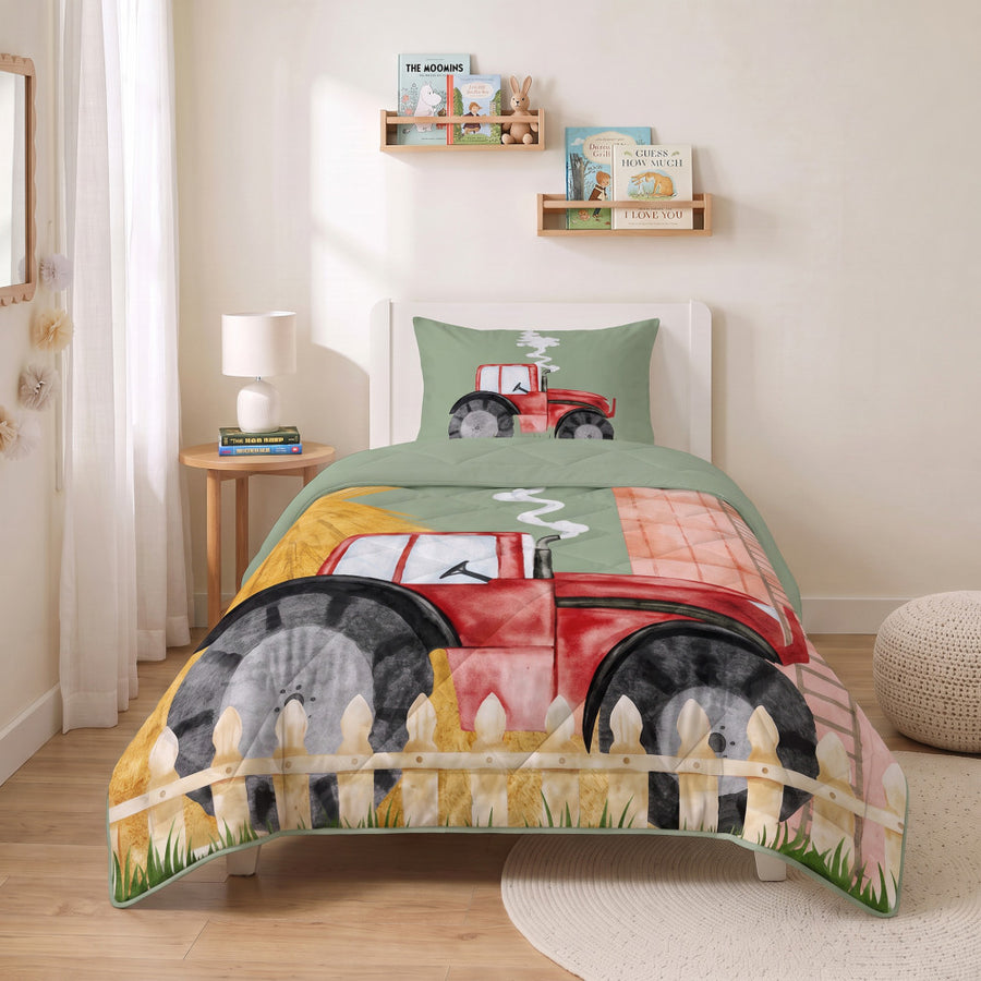 Lazy Kids Dekbed Tractor Groen 140 x 200