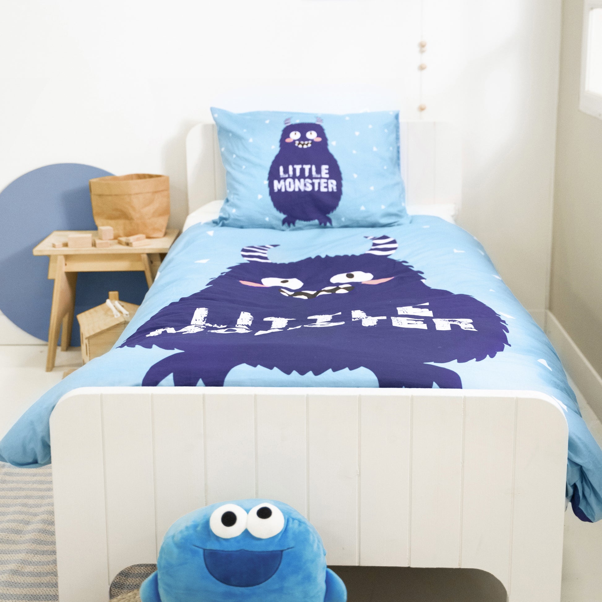 Debedovertrek Little Monster Blauw 