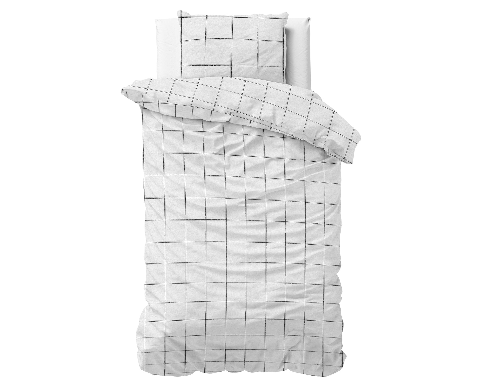Dekbedovertrek - Flanel Deep check Wit 