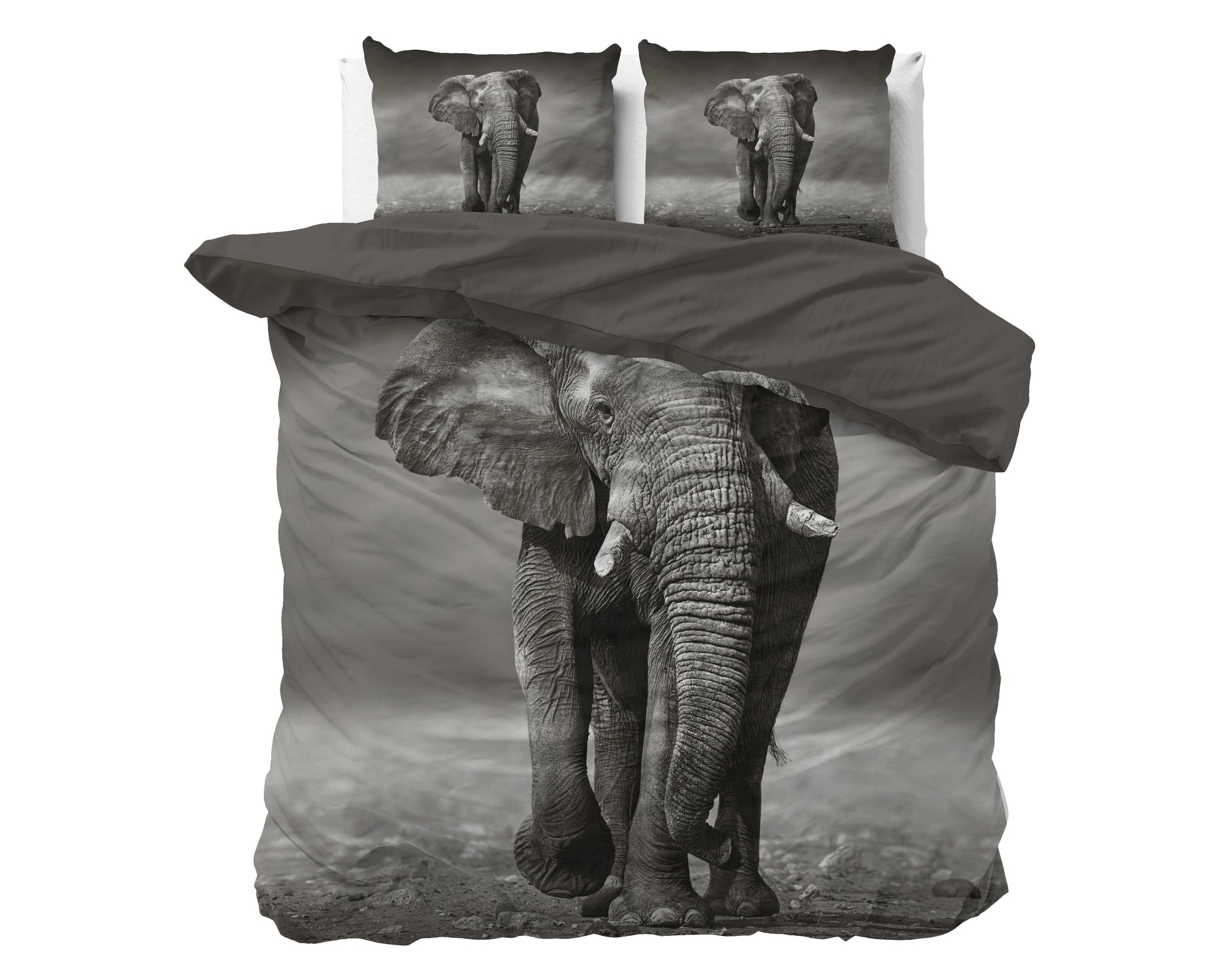 Dekbedovertrek Elegant Elephant Antraciet 