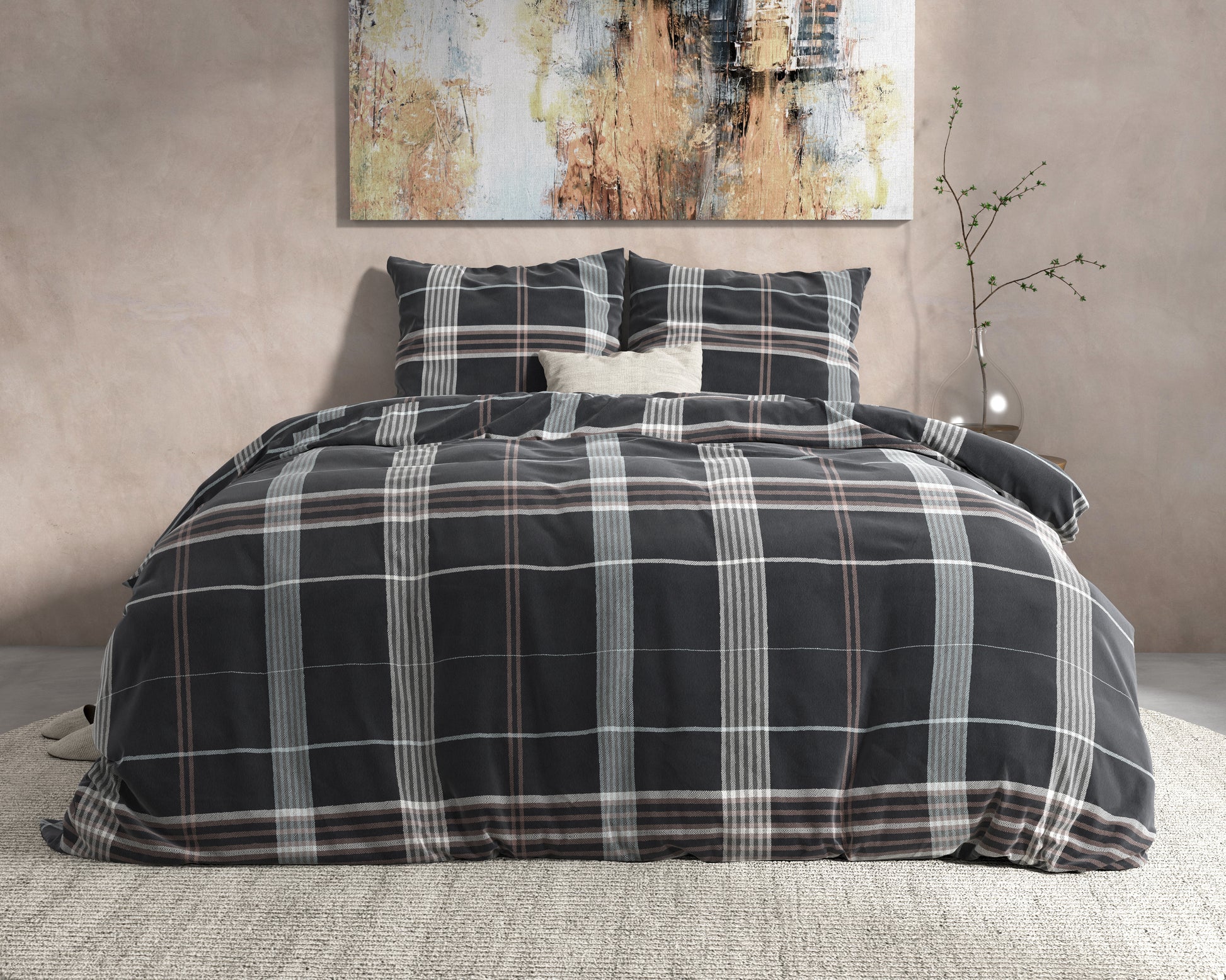 Dekbedovertrek Flanel Bruce Antraciet 