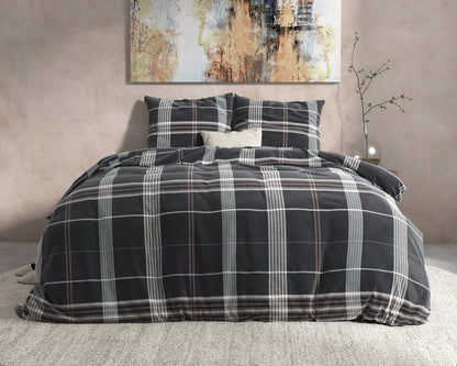Dekbedovertrek Flanel Bruce Antraciet 