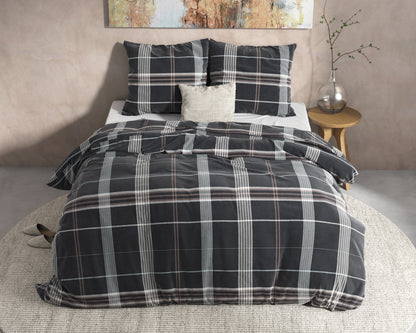 Dekbedovertrek Flanel Bruce Antraciet 