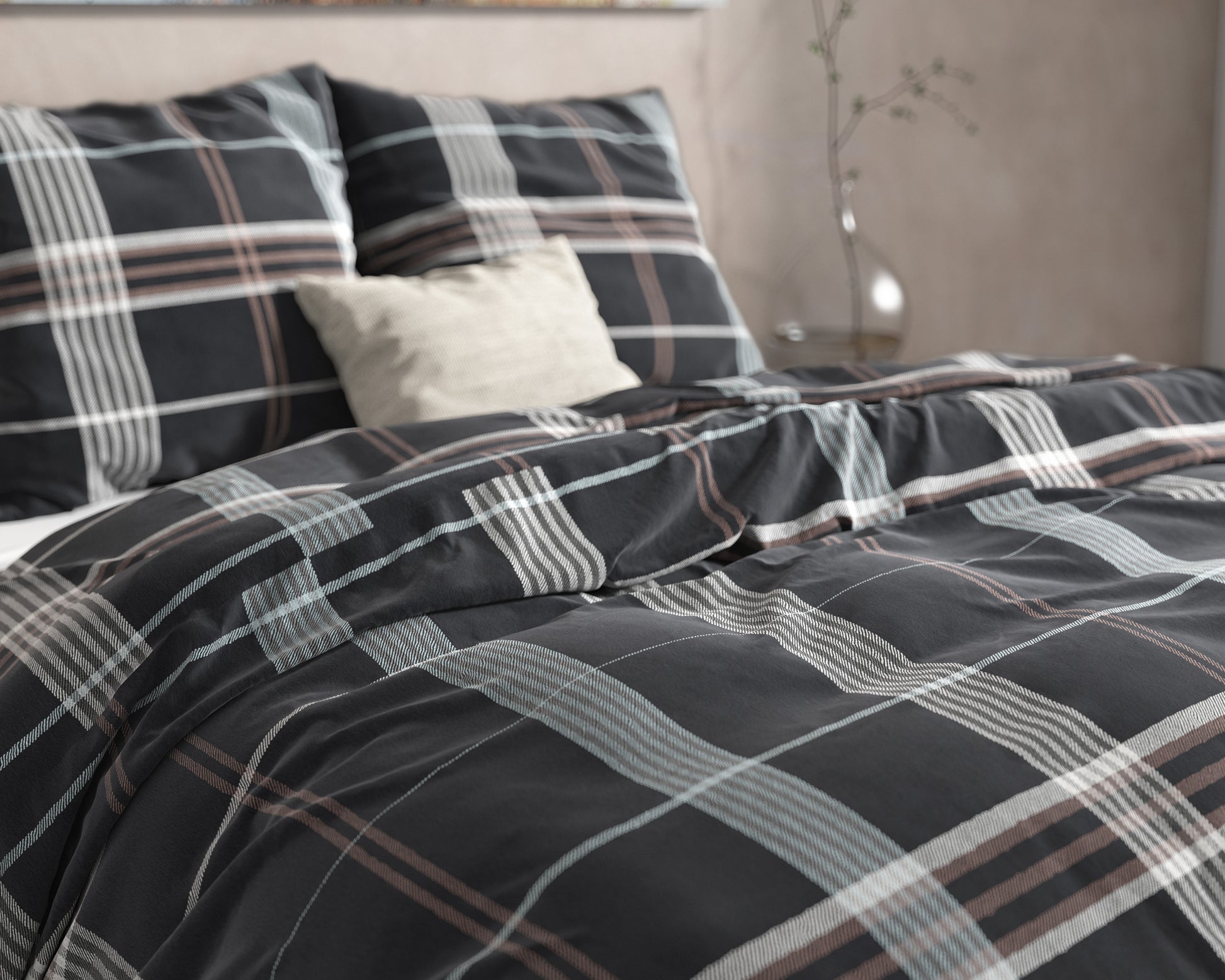 Dekbedovertrek Flanel Bruce Antraciet 