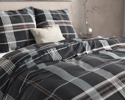 Dekbedovertrek Flanel Bruce Antraciet 