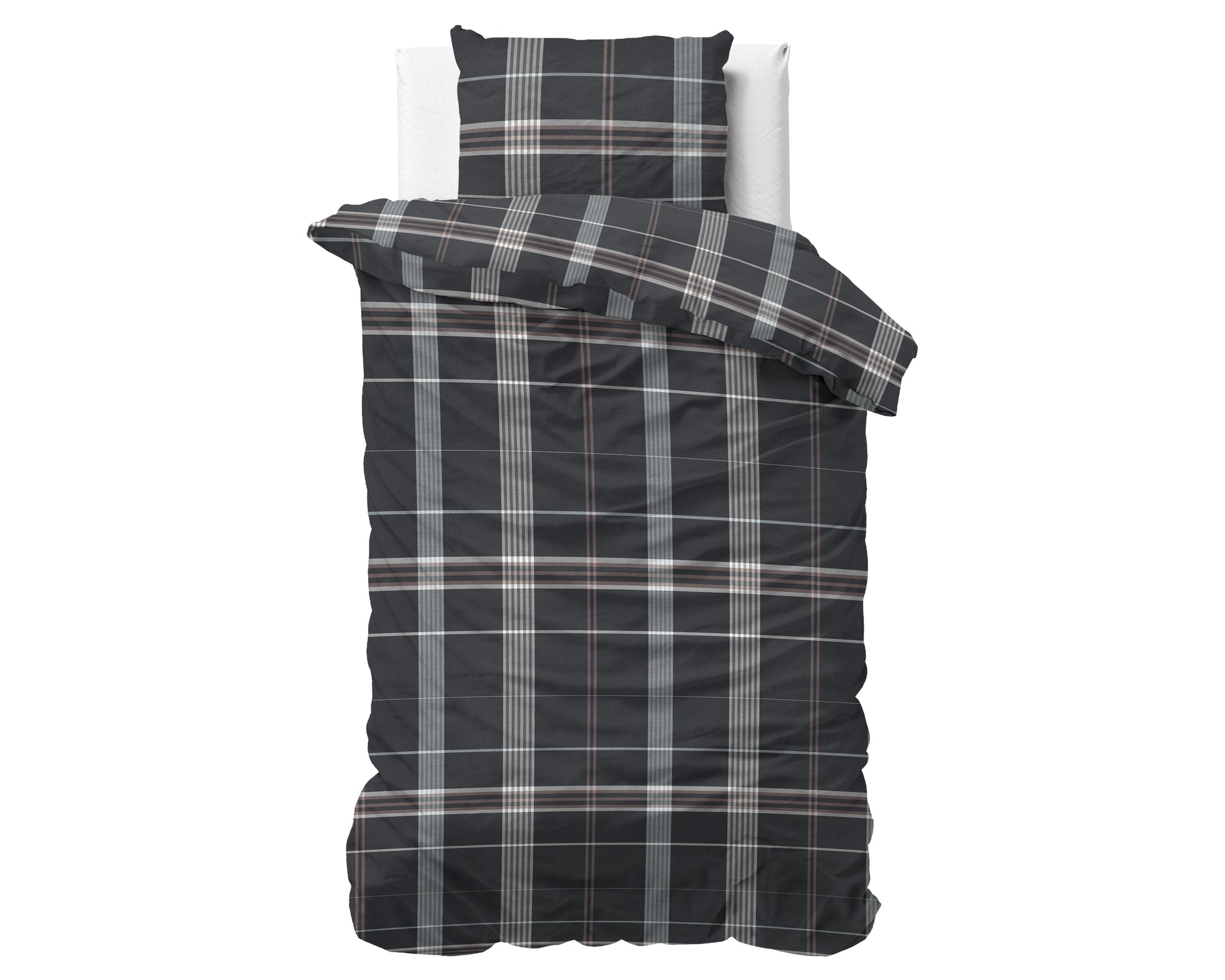 Dekbedovertrek Flanel Bruce Antraciet 
