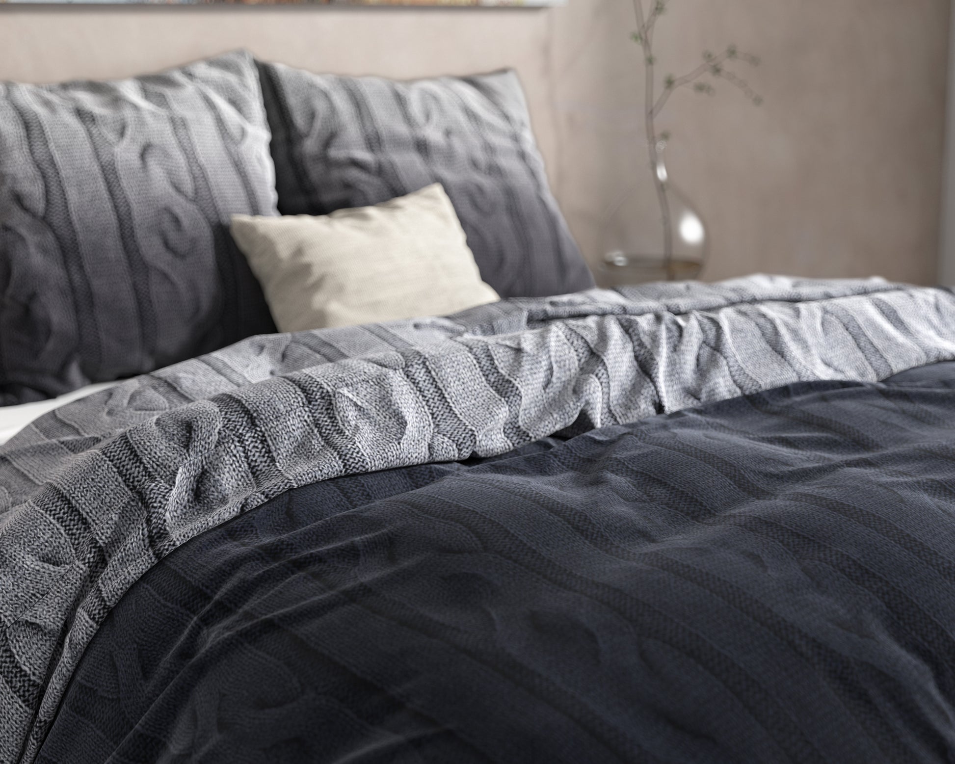 Dekbedovertrek Flanel Dante - Anthracite 