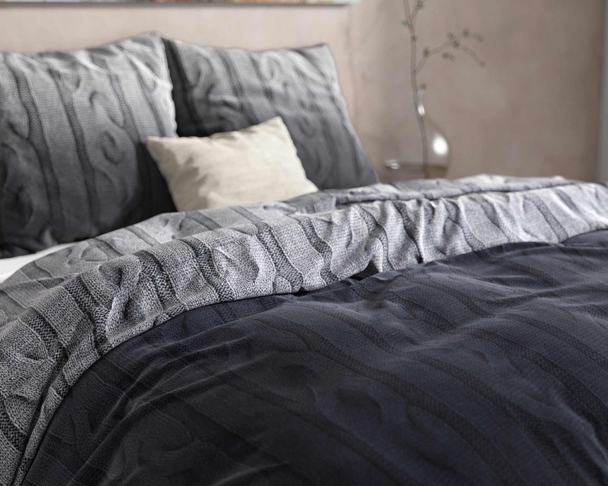 Dekbedovertrek Flanel Dante - Anthracite 